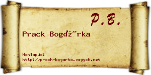 Prack Bogárka névjegykártya